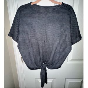 Charcoal Gray Oversized Open Back Short Sleeve Tunic